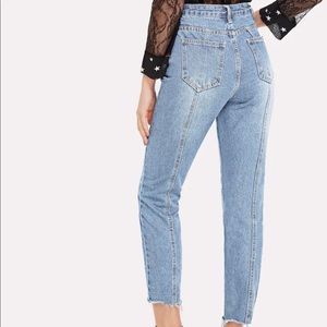 Frayed Light Washed Hemmed Jeans